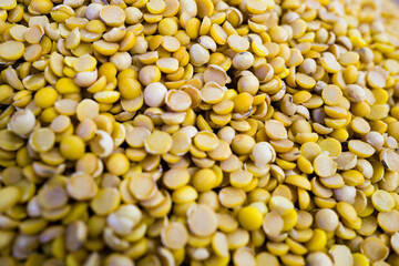 Close up of the yellow lentils