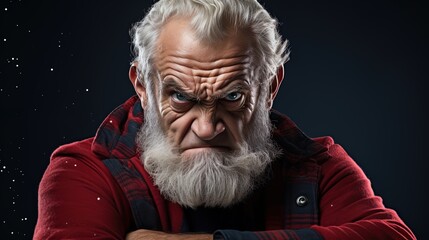 Grimacing Bad Santa Gives An Unfriedly look Directly to the Camera