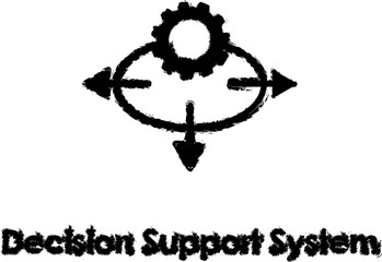 Fototapeta na wymiar arrows, decision support system vector icon in grunge style
