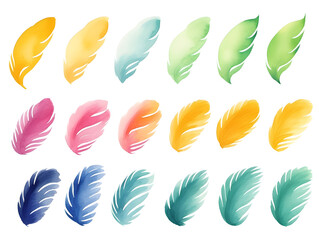 Set of colorful watercolor splashes on white background