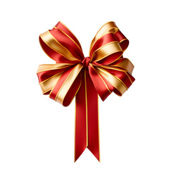 An elegant satin ribbon bow in rich red and gold, perfect for festive occasions and decorations.