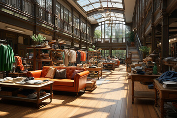 Naklejka premium Generative AI - Interior of a clothes store