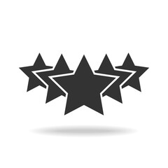 Five stars graphic icon. Rank or voting rating sign isolated on white background. Quality service symbol. Vector illustration 