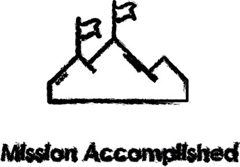 mountain, flag, mission vector icon in grunge style