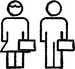 Businessman, businesswoman vector icon in grunge style