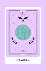Tarot card major The World. Hand drawn vector illustration. - 685099192