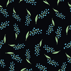 Spring seamless pattern with lily of the valley flowers.
