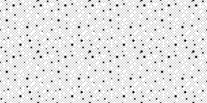Abstract pattern with small squares and pixels. Black dots on white background. 