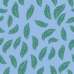 Flourish nature summer garden textured background. Floral seamless pattern. Branch with leaves ornamental texture