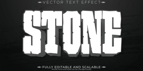 Stone text effect, editable rock and crack customizable font style - obrazy, fototapety, plakaty
