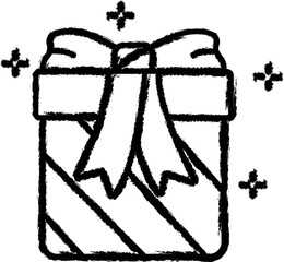 Gift box, ribbon vector icon in grunge style