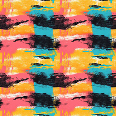 grunge seamless pattern texture with colorful stripes on multicolored bright background