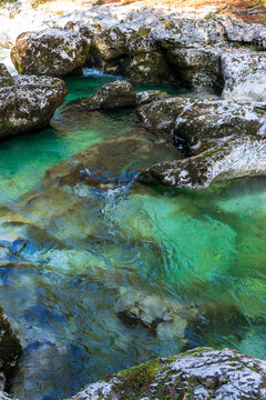 Mostnica gorge with many waterfall in Slovenia. © jefwod