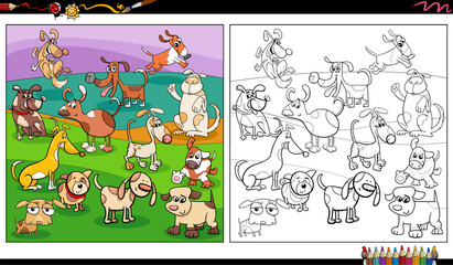 Fototapeta premium funny cartoon dogs animal characters group coloring page
