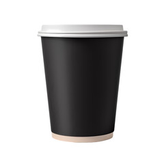 Black paper takeaway coffee cup isolated on transparent background
