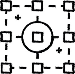 accuracy, big data, target vector icon in grunge style