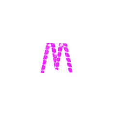 colourful reflective craft tape letter M object on transparent png background