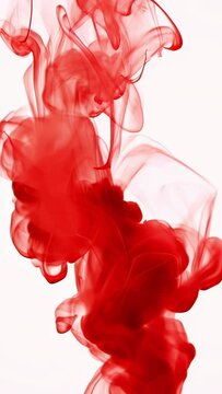 Realistic red smoke on white background. Vertical video. AI generated animation. High quality 4k footage