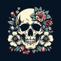 Skull Filled with Flowers Illustration for t-shirt or sweater and hoodie posters