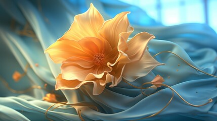 Golden Flower on Sunlit Silk
