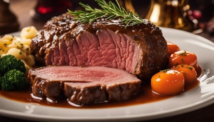 Sauerbraten Traditional marinated roast beef with a rich gravy