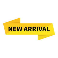 New Arrival In Yellow Rectangle Ribbon Shape For Update Product Advertising Business Marketing Social Media Information
