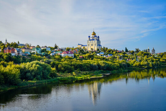Panorama of Yelets old town at sunset, Lipetsk region of Russia