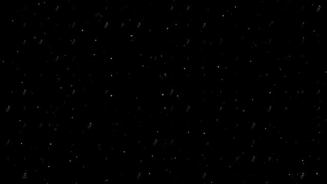 Template animation of evenly spaced dynamite symbols of different sizes and opacity. Animation of transparency and size. Seamless looped 4k animation on black background with stars