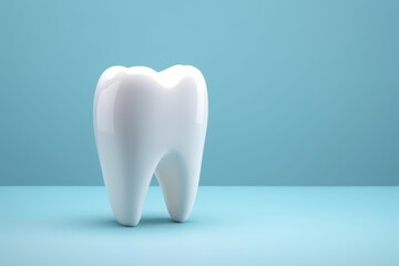 Tooth on a blue background. Concept Dentistry.