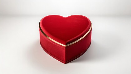 Red and gold heart shaped gift box isolated on white background. Valentine's Day present.