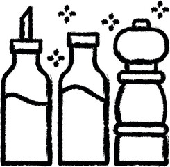 Condiments bottles vector icon in grunge style