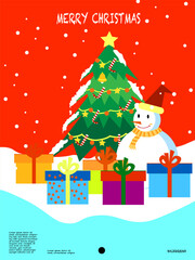 christmas flat illustration for background, banner, poster, template, design, website, element, etc