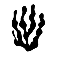 sea corals and seaweed black silhouette