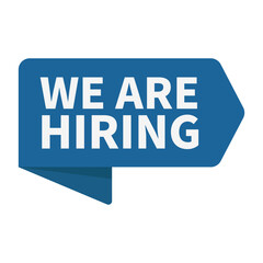 We Are Hiring In Blue Ribbon Rectangle Shape For Employee Promotion Business Marketing
