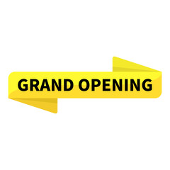 Grand Opening In Yellow Rectangle Ribbon Shape For Launching Business Marketing Promotion Social Media
