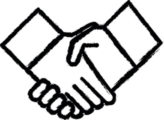 handshake line vector icon in grunge style