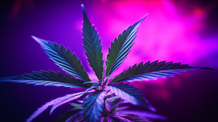 cannabis or marijuana multicolored leaf.Generative AI