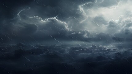 A powerful storm with dark clouds against a transparent background