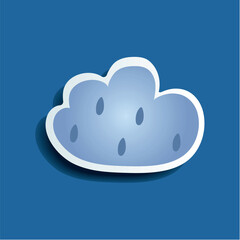 Urban element of winter set in sticker design. This eye-catching sticker embody the essence of winter through urban cloud against a soothing blue backdrop. Vector illustration.