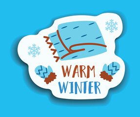 Element of winter set in sticker design. Demonstration of the magic of a winter with this enchanting and colorful Christmas sticker showcasing the title 