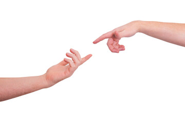 A graceful hand gesture, men touching fingers of each other with index finger