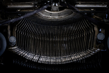old typewriter type bars keys, mechanical background