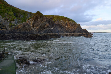 view of tramore Guillamene Swimming Cove, Co.Waterford Ireland. will Atlantique ocean scenic