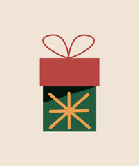 Present of winter set in flat cartoon style. Showcasing of the Christmas spirit with this lively illustration of gift box, designed in a colorful style. Vector illustration.
