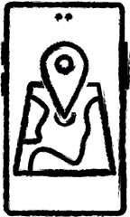 find, phone, map, navigation vector icon in grunge style