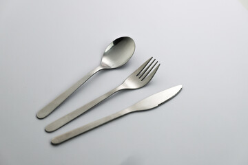 Fork, knife and spoon isolated. Cutlery on white background.
