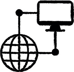 network, computer vector icon in grunge style