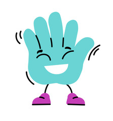 Smiling and waving hand cartoon character vector