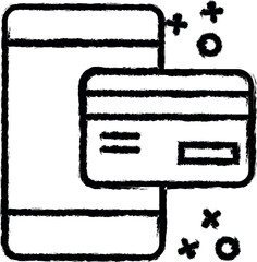 Online payment finance phone card vector icon in grunge style