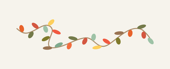 Element of winter set in flat cartoon design. Demonstration of the magic of Christmas in this vibrant illustration, where bright garland becomes a visual feast. Vector illustration.